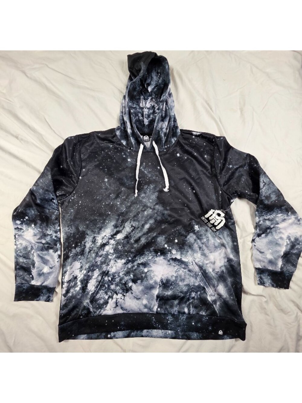 INTO THE AM Galaxy Hoodie Space Graphic Pullover Mens 2XL Black All Over Print